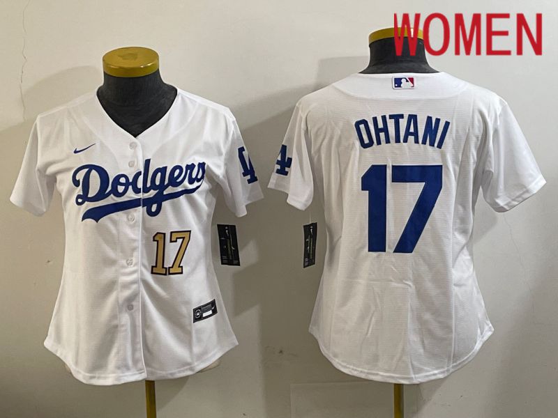 Women Los Angeles Dodgers #17 Ohtani White Game 2024 Nike MLB Jersey style 11202